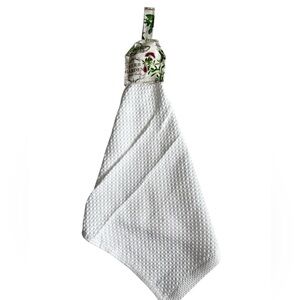 Hand Crafted Garden Herbs White Hanging Kitchen Hand Towel 100% Cotton